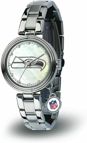 NEW! SEATTLE SEAHAWKS WOMEN'S CHARM WATCH MOTHER OF PEARL LICENSED Cover