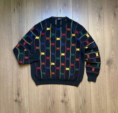 Vintage Montechiaro Made in Italy Coogi Style Avant Garde Knit Sweater Size 52 - Image 1 of 4
