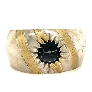 Vintage Sterling Signed Made in Tucson J&J 1986 Watch Wide Cuff Bracelet 6 1/4 - Picture 1 of 7