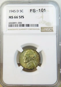 1945 D Jefferson nickel NGC MS665FS *FS 101 DDO RPM-020* BR - Picture 1 of 4