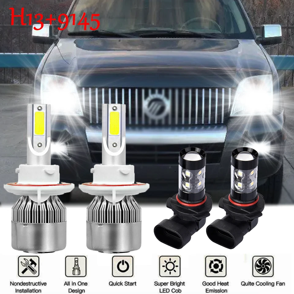 Combo 4x faros LED altos/bajos para Mercury Mountaineer 2007-2010 + bombillas antiniebla Foto 1 de 4
