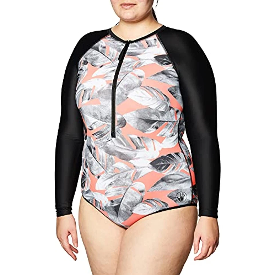 Precio de venta sugerido por el fabricante $114 Body Glove manga larga paleta traje de baño de una pieza talla grande (DEFECTUOSO) Foto 1 de 4