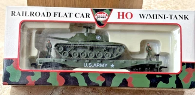 Model Power 8455 HO 1:87 Military Flat w/ Patton Tank Olive NIB - Image 1 of 4