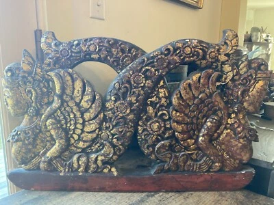 Beauty! Two Sided South Asian Gilt Painted hand carved Antique Sculpture Mermaid - Image 1 of 4