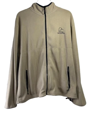 Ducks Unlimited Men's Fleece Jacket - Size: XL- Color: Tan / Black Trim - Image 1 of 4