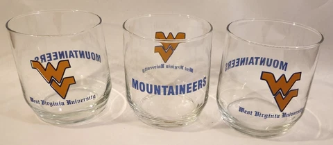 3 Vintage West Virginia Mountaineers Clear Glass Tumblers - NCAA College Cover