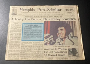 ELVIS PRESLEY Death NEWSPAPER, MEMPHIS PRESS-SCIMITAR,  August 17, 1977 N - Picture 1 of 11