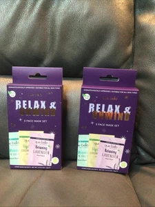 Que Bella Relax &Unwind Set Of 3 FaceMask Set Multicolor Cruelty Free - 2 Packs - Picture 1 of 5