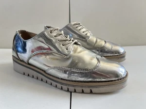Zara Metallic Damenschuhe UK5 EU38 Brogues Silber schneller kostenloser Versand UK sehr gut - Bild 1 von 17