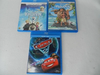 Lot of 3 Disney Blu Rays -  Moana, Cars 2 & Frozen - Image 1 of 2