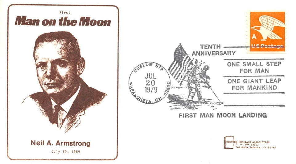 APOLLO 11 10th ANNIV 7/20/79 WAPAKONETA, OH, ARMSTRONG CACHET "A" COIL #1743 - Image 1 of 1