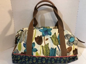 Fossil Key-Per Duffle Bag Womens Small Multicolor Abstract Floral Coated Canvas - Picture 1 of 8