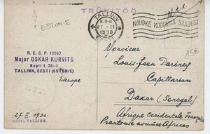 RARE DESTINATION 1919 TALLIN-ESTONIA TO DAKAR-SENEGAL-AFRICA 4P POSTAL CARD - Picture 1 of 2