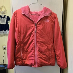 The North Face Girls Reversable  Zip Up Jacket with hoodie, Size L in Pink - Picture 1 of 16