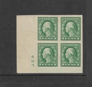 Estampillas de Estados Unidos: 1c Imperf con F #481; bloque NG/4, iniciales de siderographer J.C.R. - Imagen 1 de 3