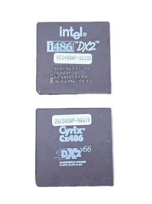 Intel i486 DX2 CPU Processor + Cyrix Cx486DX2-v66GP - Gold Scrap Recovery Lot - Image 1 of 4