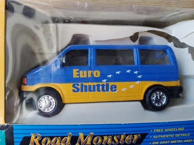 Cararama Volkswagen T4 Bus Euro Shuttle Blue & Yellow. Scale 1:43. - Image 1 of 4