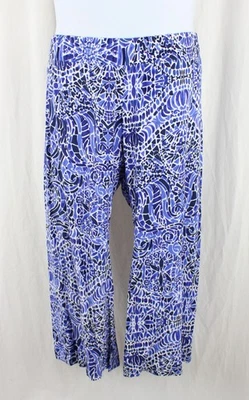Pantalones capri para mujer Lilly Pulitzer azul blanco estampado cintura elástica XL Foto 1 de 4