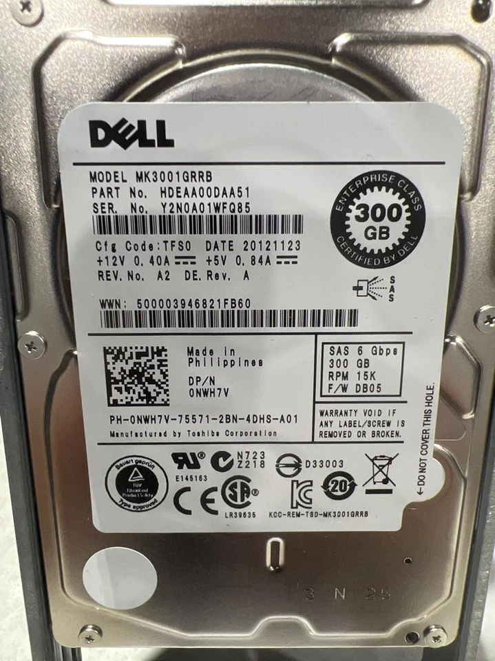 TOSHIBA MK3001GRRB 300GB 15K 2.5-INCH SAS HARD DRIVE - Image 1 of 1