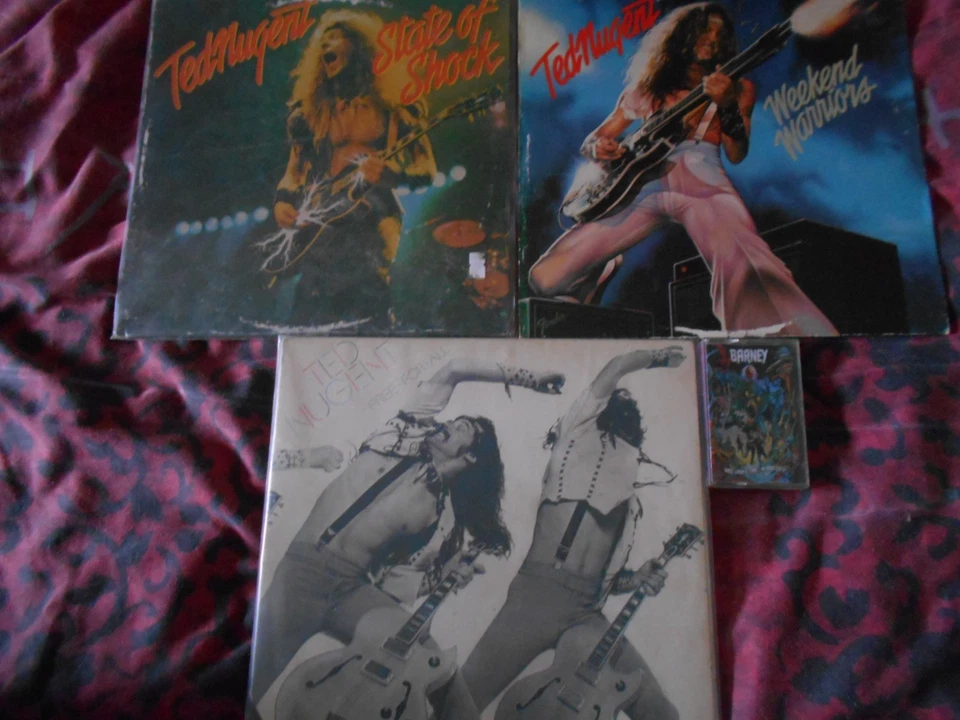 lot rare 3 vinyl 33t/K7 hard rock Metal Ted NUGENT/ BARNEY - Photo 1/1