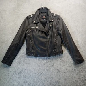 Harley Davidson Womens Lace Up Slim Fit Leather Jacket Small ACIKLAMA Lambskin - Picture 1 of 23