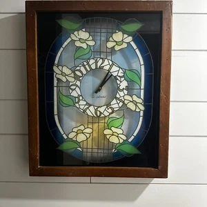 Vintage Art Unlimited 1978 Stained Glass Clock Works Signed Wall Hanging - Picture 1 of 16