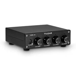 HiFi 4-way Stereo Audio Switcher Box Preamp Analog RCA Splitter w/Volume Control - Picture 1 of 7