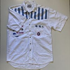 Roger David Mens Short Sleeve Casual Buttoned Shirt L Pockets - Vintage - White