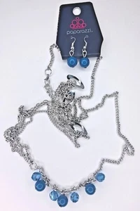 NUEVO Juego de Pendientes y Collares de Joyería Paparazzi "La aventura vale la pena"" Azul - Imagen 1 de 4