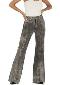 Wrangler Wanderer Laser Acid Wash High Rise Distressed Flare Black Jeans W30 L32 - Picture 1 of 12