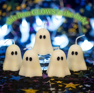 Glow In The Dark GHOST CANDLE - WITH Hidden Gemstone Core - Hand Poured - Picture 1 of 14