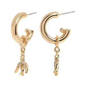 Banana Republic Women's Bird Crystal DROPS OF DEW OVAL HOOP EARRINGS NWT 48.00 - Picture 1 of 6