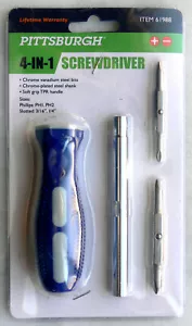 PITTSBURGH 4-In-1 Screwdriver with TPR Handle Model 61988 Phillips and Slotted - Picture 1 of 1