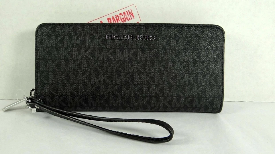 Michael Kors Jet Set Travel Signature PVC Continental Billetera Muñequera Estuche para Teléfono Foto 1 de 1