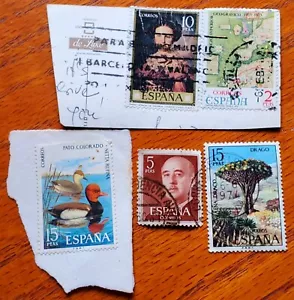 Spain Spanish Stamps Lot of 5: 1970s, Postmarked Seville, Barcelona Valencia - Picture 1 of 1