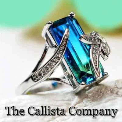 573 Продано LAB-CREATED 6.0 CT ИЗУМРУД ОГРАНКИ 3A + CZ СЕРЕБРЯНЫЙ РУСАЛКА ХВОСТ RG SZ 6-8 - Изображение 1 из 2