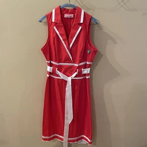 BANDOLINO ORANGE BELTER COLLARD WOMEN DRESS SIZE 8 - Picture 1 of 4