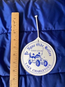 Vtg Ye Nine Olde Holles Golf Club Lake Charlevoix Michigan 4.75" Golf Bag Tag - Picture 1 of 3