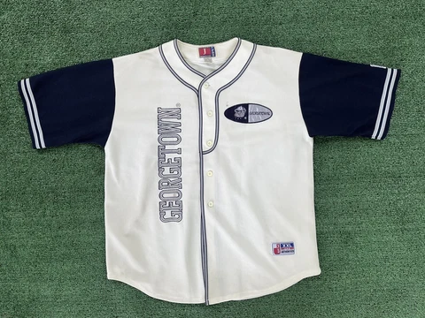 Vintage Georgetown Hoyas Baseball Jersey Size XXL White Button Up Cover