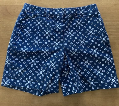 Bermudas Lands End para mujer talla 6 tiro medio azul estampado cremallera bolsillos delanteros Foto 1 de 4