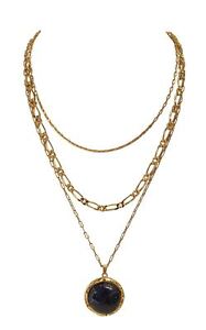 BY ALONA Ladies Aster Gold-Plated Sandstone Triple Layer Necklace OS NEW RRP175