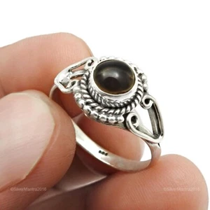 Smoky Quartz Gemstone 925 Sterling Silver Women Gift Cocktail Ring Jewellery - Foto 1 di 8