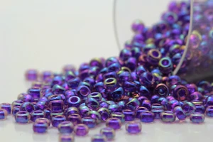 Miyuki Round Rocailles 11/0 Inside Dyed Lt. Purple AB Seed Bead RR-356 - Picture 1 of 2