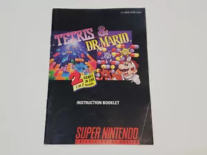 Tetris e Dr. Mario autentico originale SNES Super Nintendo solo manuale - Foto 1 di 22