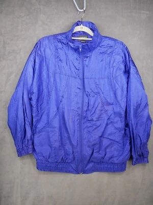 复古 LIZ THOMAS 90 年代 Ski Puffy 女式夹克 M 码蓝色/紫色虹彩 — 第 1/4 张图片