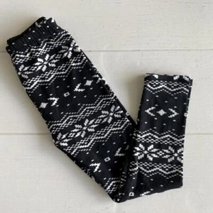 Girls S/M black and white Aztec Print Fair Isle Snowflake leggings - Picture 1 of 1