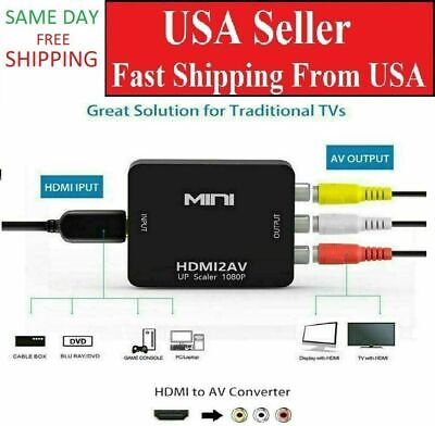 HDMI To RCA AV Adapter Converter Cable CVBS 3RCA 1080P Composite Video Audio • 5.50€
