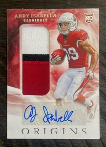 Camiseta deportiva Origins Andy Isabella RPA Rookie RC 2019 parche autógrafo automático #138 Bills - Imagen 1 de 4