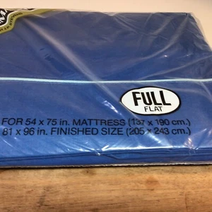 Vintage Baumwolllaken, dunkelblau, versiegelt. VOLL FLACH, 81 x 96 TASTEMAKER - Bild 1 von 9