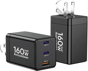 3-Port 160W Fast Charger Block with Foldable Plug - Essential for Travel or Home - Picture 1 of 9